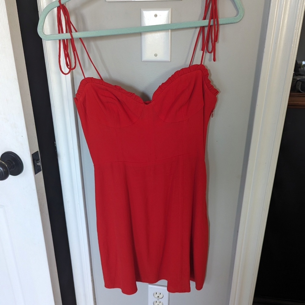 Wilfred Red Bustier Tie Front Mini Dress